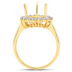 0.48 Carat Genuine White Diamond 14K Yellow Gold Semi Mount Ring - holds 11x9mm Pear Gemstone
