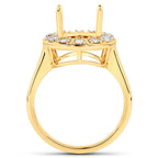 0.42 Carat Genuine White Diamond 14K Yellow Gold Semi Mount Ring - holds 11x9mm Oval Gemstone
