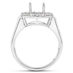 0.48 Carat Genuine White Diamond 14K White Gold Semi Mount Ring - holds 8.00mm Round Gemstone