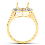 0.48 Carat Genuine White Diamond 14K Yellow Gold Semi Mount Ring - holds 8x8mm Cushion Gemstone