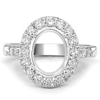 0.60 Carat Genuine White Diamond 14K White Gold Semi Mount Ring - holds 10x8mm Oval Gemstone