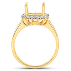 0.58 Carat Genuine White Diamond 14K Yellow Gold Semi Mount Ring - holds 9.00mm Round Gemstone