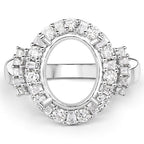 0.83 Carat Genuine White Diamond 14K White Gold Semi Mount Ring - holds 11x9mm Oval Gemstone