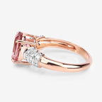 3.11 Carat Genuine Pink Tourmaline and White Diamond 14K Rose Gold Ring