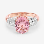 3.11 Carat Genuine Pink Tourmaline and White Diamond 14K Rose Gold Ring