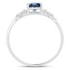 0.93 Carat Genuine London Blue Topaz and White Diamond 14K White Gold Ring