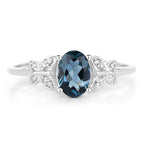 0.93 Carat Genuine London Blue Topaz and White Diamond 14K White Gold Ring