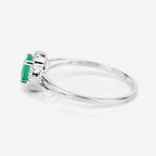0.46 Carat Genuine Zambian Emerald and White Diamond 14K White Gold Ring