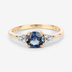 1.08 Carat Genuine Blue Sapphire and White Diamond 14K Yellow Gold Ring
