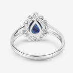 1.46 Carat Genuine Blue Sapphire and White Diamond 10K White Gold Ring