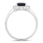 1.46 Carat Genuine Blue Sapphire and White Diamond 10K White Gold Ring