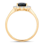 1.46 Carat Genuine Blue Sapphire and White Diamond 10K Yellow Gold Ring