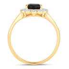 1.46 Carat Genuine Blue Sapphire and White Diamond 14K Yellow Gold Ring