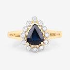 1.46 Carat Genuine Blue Sapphire and White Diamond 10K Yellow Gold Ring