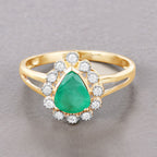 1.22 Carat Genuine Zambian Emerald and White Diamond 10K Yellow Gold Ring