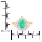 1.22 Carat Genuine Zambian Emerald and White Diamond 10K Yellow Gold Ring