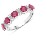 1.61 Carat Genuine Ruby and White Diamond 14K White Gold Ring