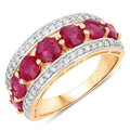 3.24 Carat Genuine Ruby and White Diamond 14K Yellow Gold Ring