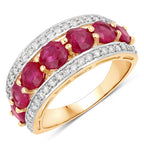 3.24 Carat Genuine Ruby and White Diamond 14K Yellow Gold Ring