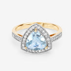 1.58 Carat Genuine Aquamarine and White Diamond 14K Yellow Gold Ring