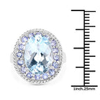 7.41 Carat Genuine Blue Topaz and Tanzanite .925 Sterling Silver Ring