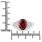 2.87 Carat Genuine Rhodolite and White Diamond 14K Rose Gold Ring