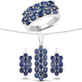 10.40 Carat Genuine Blue Sapphire .925 Sterling Silver 3 Piece Jewelry Set (Ring, Earrings, and Pendant with Chain)