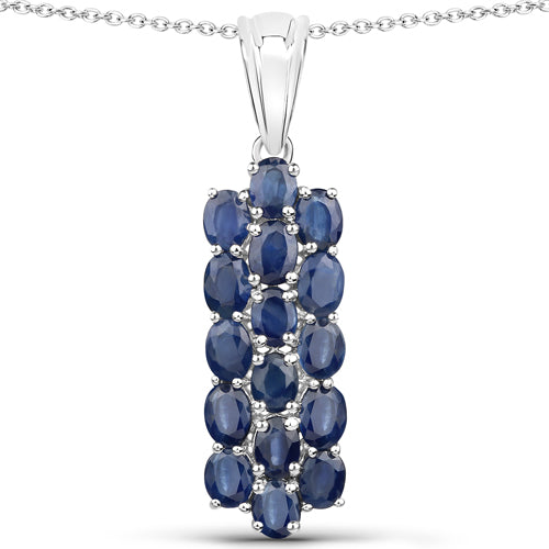 10.40 Carat Genuine Blue Sapphire .925 Sterling Silver 3 Piece Jewelry Set (Ring, Earrings, and Pendant with Chain)