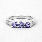 1.11 Carat Genuine Tanzanite .925 Sterling Silver Ring