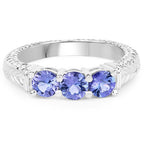 1.11 Carat Genuine Tanzanite .925 Sterling Silver Ring
