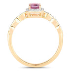 0.80 Carat Genuine Pink Sapphire and White Diamond 14K Yellow Gold Ring