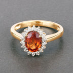 1.87 Carat Genuine Spessartite Garnet and White Diamond 14K Yellow Gold Ring