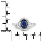 1.70 Carat Genuine Blue Sapphire and White Diamond 14K White Gold Ring