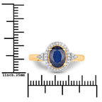 1.70 Carat Genuine Blue Sapphire and White Diamond 14K Yellow Gold Ring