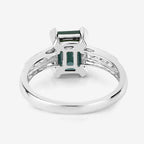 1.91 Carat Genuine Green Tourmaline and White Diamond 14K White Gold Ring