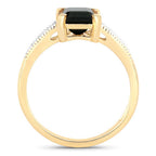 1.91 Carat Genuine Green Tourmaline and White Diamond 14K Yellow Gold Ring