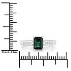 1.19 Carat Genuine Green Tourmaline and White Diamond 14K White Gold Ring