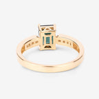1.19 Carat Genuine Green Tourmaline and White Diamond 14K Yellow Gold Ring