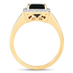 3.02 Carat Genuine Green Tourmaline and White Diamond 14K Yellow Gold Ring