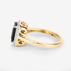 3.02 Carat Genuine Green Tourmaline and White Diamond 14K Yellow Gold Ring