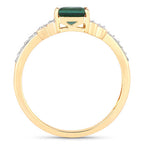 0.72 Carat Genuine Green Tourmaline and White Diamond 14K Yellow Gold Ring