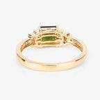 0.72 Carat Genuine Green Tourmaline and White Diamond 14K Yellow Gold Ring