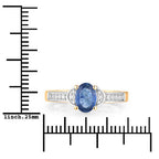 1.05 Carat Genuine Blue Sapphire and White Diamond 10K Yellow Gold Ring