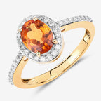 1.66 Carat Genuine Spessartite Garnet and White Diamond 14K Yellow Gold Ring