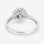 1.11 Carat Genuine Blue Sapphire and White Diamond 10K White Gold Ring