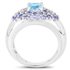 2.78 Carat Genuine Blue Topaz and Tanzanite .925 Sterling Silver Ring