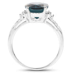2.64 Carat Genuine London Blue Topaz and White Topaz .925 Sterling Silver Ring
