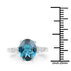 2.64 Carat Genuine London Blue Topaz and White Topaz .925 Sterling Silver Ring