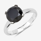 3.00 Carat Genuine Black Diamond 14K White Gold Ring