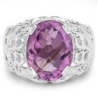8.24 Carat Genuine Amethyst and White Topaz .925 Sterling Silver Ring